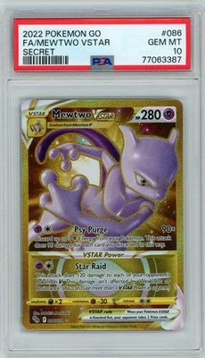 Pokémon Go Mewtwo VSTAR Holo TCG Card 086/078 PSA 10 Gem Mint - Image 1 of 2