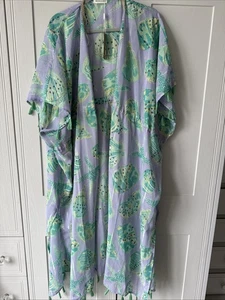 Monsoon Ladies Beach Cover Up, BNWT Onesize Pale Lilac & Green , Shell Pattern - Picture 1 of 9