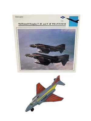 © 1975 Lesney Matchbox F-4E Phantom Jet modelo diecast con tarjeta de información laminada Foto 1 de 4