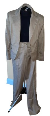 NY Company 2 Piece Pants Suit Size 16 Brown Pinstriped  - Image 1 of 4