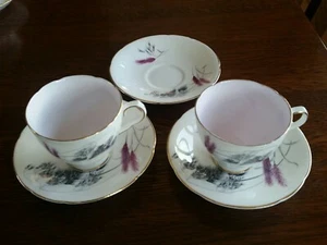 Alte Royal Bone China Teetassen und Untertassen 5 Stück Weizenmuster  - Bild 1 von 8