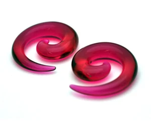 Pair of Acrylic Spirals set tapers plugs gauges Choose Color/Size - Picture 1 of 7