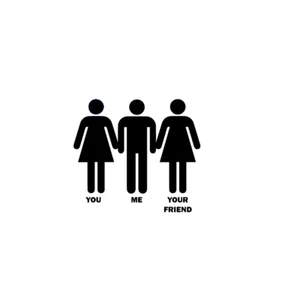You Me Your Friend Threesome Open Relationship Car Wall Vinyl Decal Stickers - Picture 1 of 2