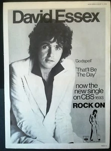 DAVID ESSEX Rock On ORIGINAL CBS 1973 PROMOTIONAL ADVERT POSTER Free UK Postage - Picture 1 of 3