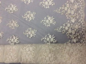Hardy'sTextile100%PolyTulle/Mesh Fabric with Embroidered & Clear Sequins flowers - Picture 1 of 5