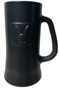 PLAYBOY VINTAGE DARK GREY BEER STEIN MUG RAISED BUNNY LOGO CLEAR GLASS BOTTOM - Picture 1 of 8