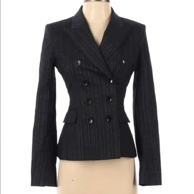 ISABEL MARANT BLACK DOUBLE BREASTED STRIPED BLAZER SIZE SMALL 36FR - Image 1 of 4