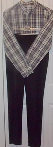 Boys size 18 Chaps black dress pants & Wonder Nation plaid, long sleeve shirt - Picture 1 of 6