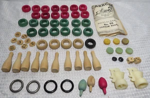 Vtg 1946 Carrom Game 95 Board Replacement Parts Pieces Pins Pucks Rings Rules + - Picture 1 of 5