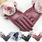 # Ciepłe miękkie damskie rękawiczki zimowe królik futro ekran dotykowy sztuczna skóra 