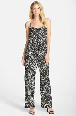 French Connection Sz 0 Black/White Island Storm Print Jumpsuit NEW - Image 1 of 4