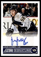 2013-14 Score Signatures Linus Klasen Auto Nashville Predators