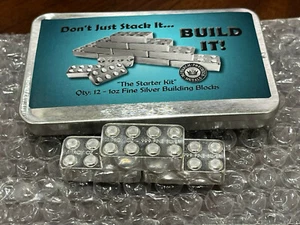 3 x 1 oz .999 Silver hand poured bullion art bar building block with tin - Picture 1 of 2
