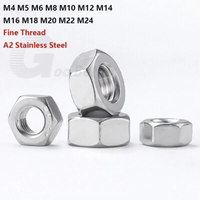 Feingewinde Muttern Sechskantmuttern A2 Edelstahl M4 M5 M6 - M24 Mutter DIN 934 - Bild 1 von 4