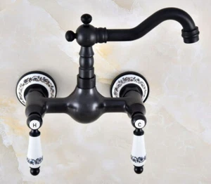 Oil Rubbed Brass Ceramic Lever Wall Mount Swivel Kitchen Tap Bath Faucet ynf864 - Picture 1 of 7