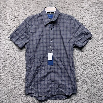 Camisa Ryan Seacrest Para Hombre Gris A Cuadros S Pequeña Con Botones Manga Corta Foto 1 de 4