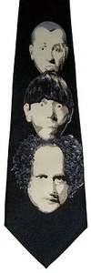 THREE  3 STOOGES NECKTIE NEW TIE  CURRLY LARY MOE FUNNY MEN BW GREAT LOOK  - Picture 1 of 1