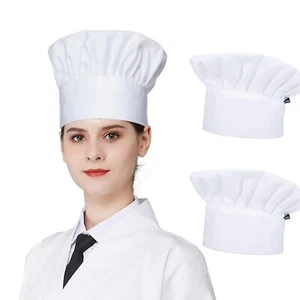 2 Pcs Chef Hat Adjustable Elastic Cooking Chef Cap Kitchen Hat for Unisex Adu... - Picture 1 of 4