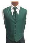 Men's Hunter Green Herringbone Tuxedo Vest & Tie Fullback Formal Wedding Groom