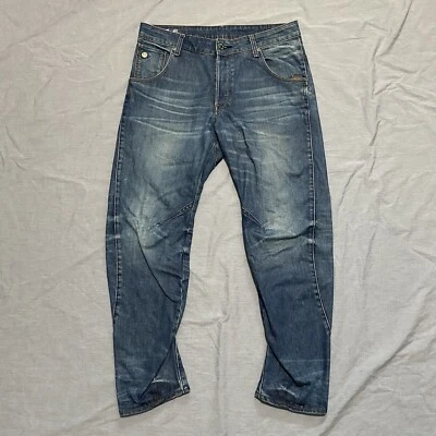 G Star Raw Jeans Mens 32x30 (Fit 34x28) Blue Arc 3D Tapered Button Fly Whiskers - Image 1 of 4