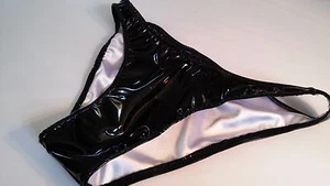Para Hombre PVC Vinilo Negro Brillante Trasera Completa Bolsa o Frontal Plano s m L o xl Personalizado - Imagen 1 de 3