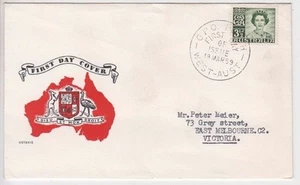 Stamp Australia 3&1/2d green QE2 definitive on Guthrie map generic FDC addressed - Picture 1 of 1