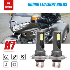 2x H7 LED For Honda Goldwing GL1800 01-08 GL1800 ABS 01-05 Headlight Bulbs 6000K - Picture 1 of 14