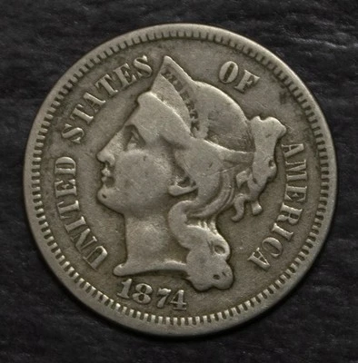 1874 Three Cent Nickel VG Reverse Marks   Lot 2112 - Image 1 of 2