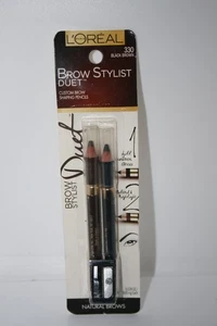 LOREAL BROW STYLIST SHAPING DUET # 330 Black Brown 0.028 OZ EA Shaping Pencil - Picture 1 of 2
