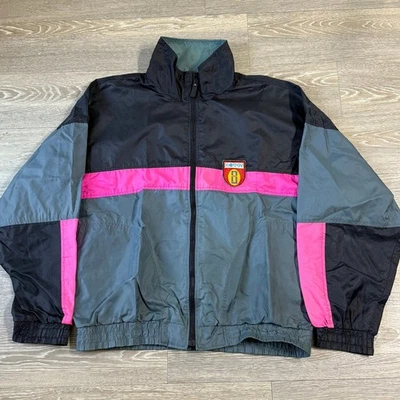 Vintage 80s Ocean Pacific Windbreaker Jacket Full Zip Black/Gray/Pink Retro MED - Image 1 of 4