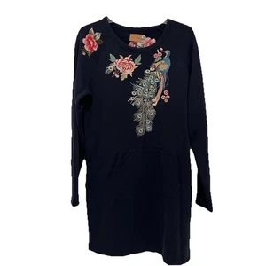 Treibholz Kleid groß bestickt Vogel Sweatshirt Sundance Western Boho - Bild 1 von 7