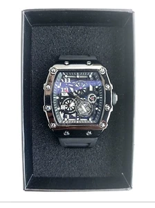 Nuevo Reloj Automático Hombre 44mm Caja Barril Negro 9179G - Imagen 1 de 6