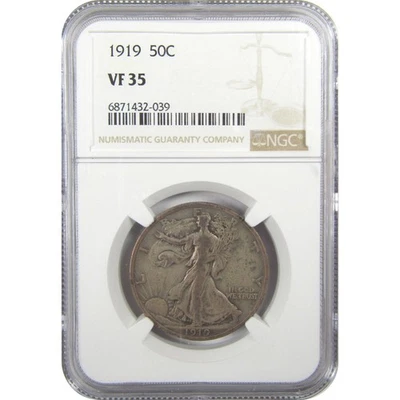 1919 Liberty Walking Half Dollar VF 35 NGC Silver 50c Coin SKU:I21055 - Image 1 of 4