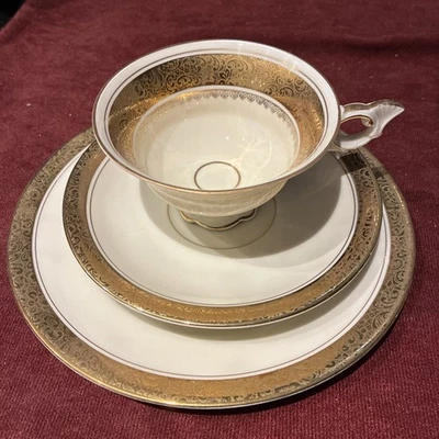 AL-KA Kunst Kronach Bavaria Marion Porzellan Set 3-teilig Goldrand Vintage - Bild 1 von 4