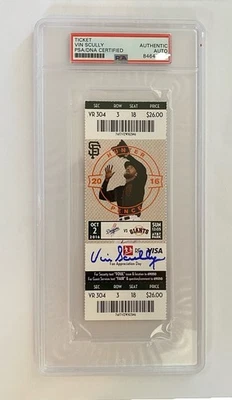 Vin Scully Signed Autographed Final Game Ticket 10/2/16 PSA Slabbed - Image 1 of 2