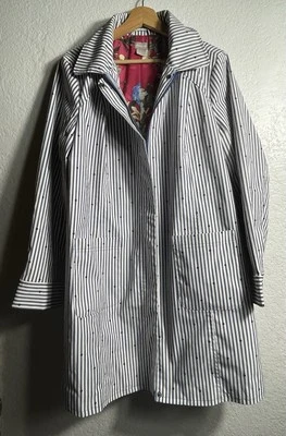 Женское дождевик Chico's с длинным рукавом в синюю полоску на молнии размер 2  - Изображение 1 из 4