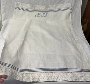 2 Antique Huck Towels Blue Trim Monogram 38-1/2” X 22” 1 Very Good 1 Asis - Bild 1 von 8