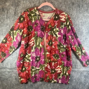 Jones New York Womens 1X Cardigan Multicolor Long Sleeve Button-up - Picture 1 of 10