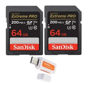 SanDisk 64GB Extreme Pro 170 MBs UHS-I SDXC Memory Card 2 Pack Bundle - Picture 1 of 6