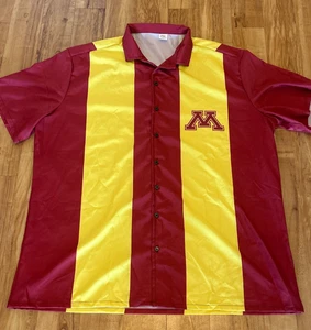 Camicia uomo Minnesota Golden Gophers taglia 2XL a righe con bottoni manica corta - Foto 1 di 5
