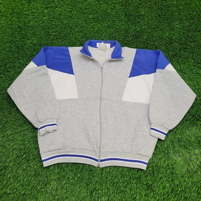 Vintage 90s MOD Track Jacket Womens Large 22x24 Gray Blue White - Image 1 of 4