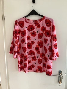 Womens clothes. M&Co pink/red floral 3/4 sleeve top. 16 NEW - Picture 1 of 2