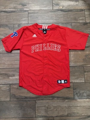 Camiseta Philadelphia Phillies vermelha tamanho grande juvenil liga principal de beisebol  - Imagem 1 de 4