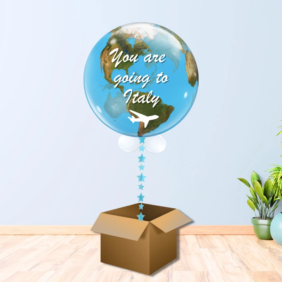 Personalised Surprise Holiday Reveal Balloon In a Box - Holiday Surprise Balloon - Image 1 of 4