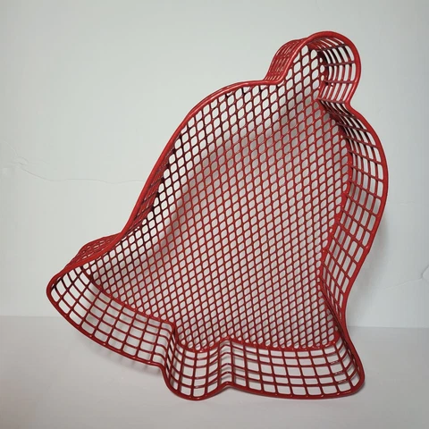 Christmas Bell Shaped Metal Basket Red Cover
