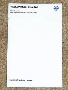 1996-97 VW RANGE PRICE LIST inc Golf GTI 16V Anniversary Colour Concept Cabrio - Picture 1 of 3