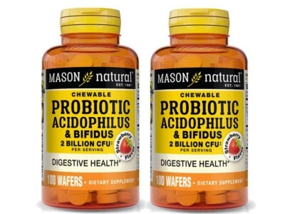 Probiótico Acidophilus con Bifidus FRESA 2 X 100 = 200 obleas masticables Foto 1 de 4