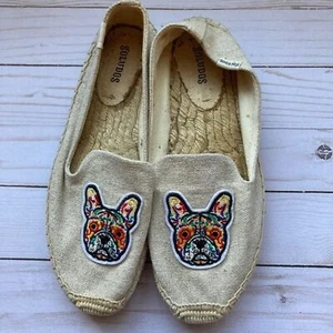 Soludos Frenchie Dog Espadrilles Slip Ons Size 8.5 - Picture 1 of 9