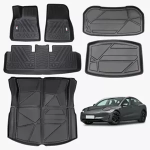 Odorless TPE Floor Mat for Tesla Model 3 2023-2025 6 PCS Waterproof Duty-Proof - Picture 1 of 12