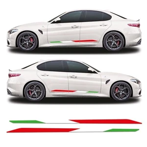 Italian Flag Side Stripe Graphics Fits Alfa Romeo Giulia Vinyl Decal Stickers - Picture 1 of 2